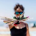 Cleaning up plastic on the beach in New Jersey
